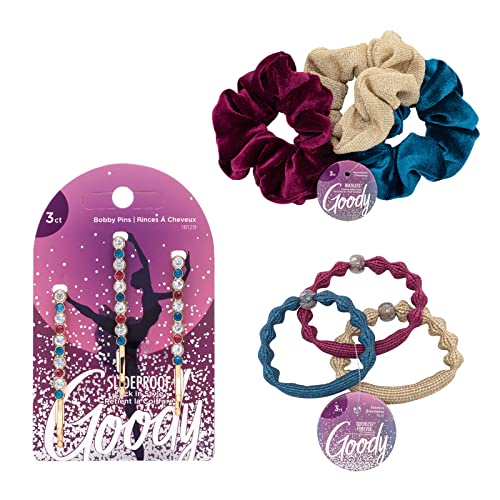 Goody Holiday Ball Scrunchies - 3 Count with 3 count Bobby Pins and 3 count Forever Elastics