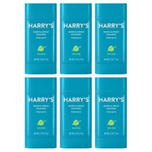 harry’s deodorant & antiperspirant – odor & sweat control antiperspirant for men – shiso (6 count)