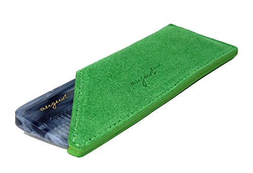 AUGUST GROOMING Soft Suede Case for Luxury Comb (Pocket, Green Suede)