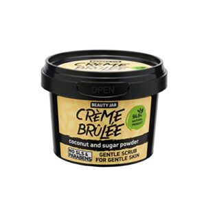 beauty jar crème brulee gentle scrub for gentle skin with coconut oil, coconut and sugar powder., 4.23 oz(120g)