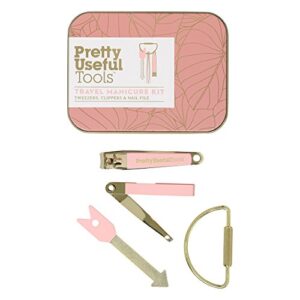 Pretty Useful Tools Gold Travel Nail and Manicure Set With Tweezers and Carabiner