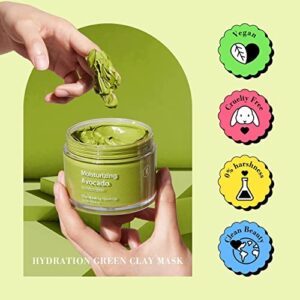 GLAM UP - Sheet mask Facial Sheet Mask 12 Combo (Pack of 12) & Moisturizing Avocado Clay Mask - Face Masks Skincare, Hydrating Face Masks, Moisturizing, Brightening and Soothing, Beauty