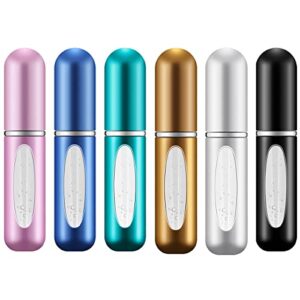 beautychen 6 pack 5ml refillable perfume atomizer spray bottle portable mini empty easy to fill scent aftershave pump case travel outgoing purse multicolor
