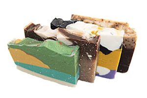 morning energy soap collection – 4(four) 2oz guest bars, sample size soap -natural handmade soaps for fresh morning shower. oatmeal honey, green tea, white tea, coffee soap – falls river soap company