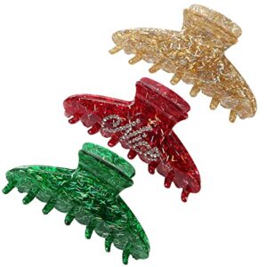 christmas hair claw clips for women girls green gold hair clips cute rhinestone red hair claws christmas hair accessories