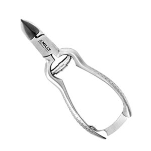 by milly german steel heavy duty toenail clippers – trim thick or hard toenails with medical grade high carbon stainless steel toenail cutter – professional podiatrist toenail nipper (silver)