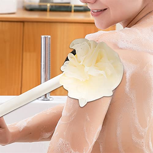 INGVY Dry Brushing Body Brush Bathroom Long Handle Back Brush Double Sided Shower Fine Sponge Body Scrubber Skin Exfoliating Bath Brush SPA Washing Tool (Color : Yellow)