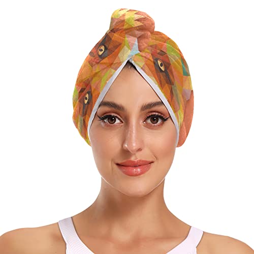 Emelivor Fox Microfiber Hair Towel Wrap for Women 2 Pack Absorbent Quick Dry Hair Turban Towel Wrap with Button Soft Bath Head Turban for Women Men Girls Kids Wet Hair