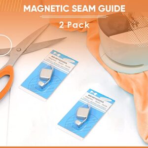 Magnetic Seam Guide for Sewing Machine, 2 pieces Sewing Machine Guide Magnets, Anti-Slip Grip - For Any Width Seam, Straight & Circle Line Tracks - Sewing Supplies for Beginners & Professionals