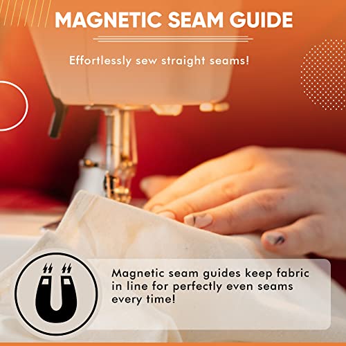 Magnetic Seam Guide for Sewing Machine, 2 pieces Sewing Machine Guide Magnets, Anti-Slip Grip - For Any Width Seam, Straight & Circle Line Tracks - Sewing Supplies for Beginners & Professionals