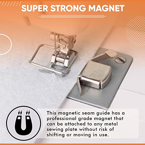 Magnetic Seam Guide for Sewing Machine, 2 pieces Sewing Machine Guide Magnets, Anti-Slip Grip - For Any Width Seam, Straight & Circle Line Tracks - Sewing Supplies for Beginners & Professionals