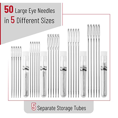 Mr. Pen- Large Eye Needles for Hand Sewing, 50 Pack, Assorted Sizes, Sewing Needles, Needles, Needles for Sewing, Embroidery Needles for Hand Sewing, Sewing Needles Large Eye, Big Eye Needle