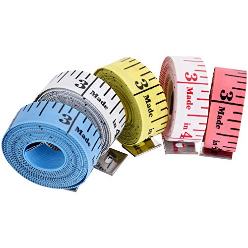 5 Pack Soft Measuring Tape, Tape Measure for Body Double Scale Measurement Tape for Sewing Flexible Ruler Body Tailor 60IN/150CM with 40PCS Sewing Pins