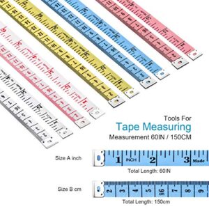 5 Pack Soft Measuring Tape, Tape Measure for Body Double Scale Measurement Tape for Sewing Flexible Ruler Body Tailor 60IN/150CM with 40PCS Sewing Pins