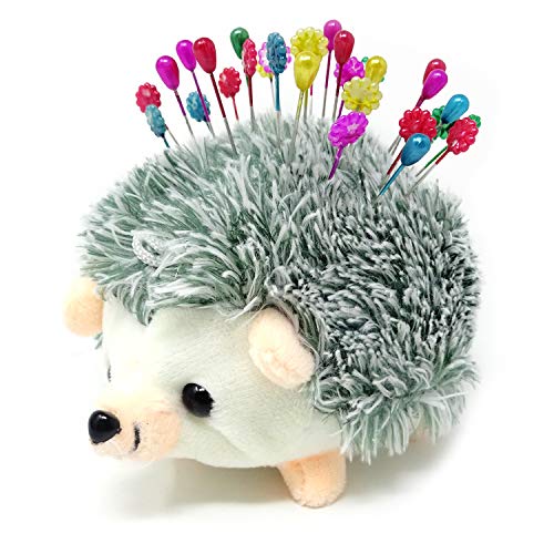 Honbay Furry Hedgehog Shape Pin Cushion Fabric Pin Holder for Sewing or DIY Crafts (Grey)