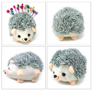 Honbay Furry Hedgehog Shape Pin Cushion Fabric Pin Holder for Sewing or DIY Crafts (Grey)