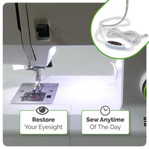 Madam Sew Sewing Machine Light Strip, 12” USB LED Light Strip with Clean White Lights for Brother, Janome, Babylock, Pfaff – Dimmable Strip Light for Sewing Machine with 98” Power Cord and Clips