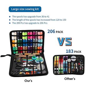 GOANDO Sewing Kit for Adults Needle and Thread Kit for Sewing Upgrade 41 XL Spools of Thread 206 Pcs Oxford Fabric Case Portable Basic Sewing Repair Kits for Beginners Traveler Emergency