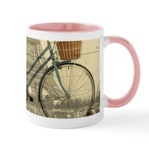 cafepress eiffel tower paris bike mugs ceramic coffee mug, tea cup 11 oz