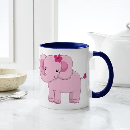 CafePress Cute Pink Baby Girl Elephant Mug Ceramic Coffee Mug, Tea Cup 11 oz