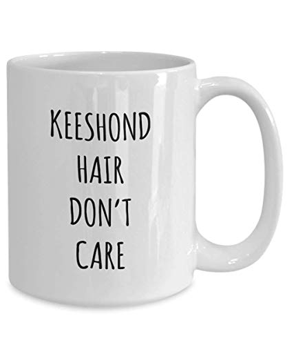 Funny Keeshond Hair Don't Care Coffee Mug Tea Cup Mug for Dog Lovers Gag Mug for Men and Women