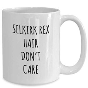 Funny Selkirk Rex Hair Don't Care Coffee Mug Tea Cup Mug for Cat Gag Mug for Men and Women