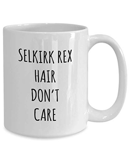 Funny Selkirk Rex Hair Don't Care Coffee Mug Tea Cup Mug for Cat Gag Mug for Men and Women