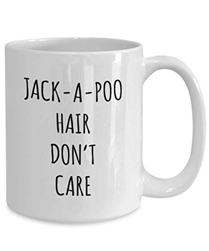 Funny Jack-A-Poo Hair Don't Care Coffee Mug Tea Cup Mug for Dog Lovers Gag Mug for Men and Women