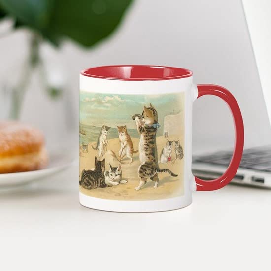 CafePress Cats At The Beach, Vintage Art Poster Mugs Ceramic Coffee Mug, Tea Cup 11 oz