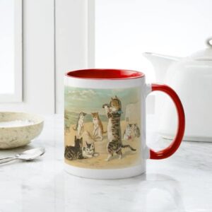 CafePress Cats At The Beach, Vintage Art Poster Mugs Ceramic Coffee Mug, Tea Cup 11 oz