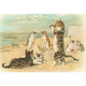 CafePress Cats At The Beach, Vintage Art Poster Mugs Ceramic Coffee Mug, Tea Cup 11 oz