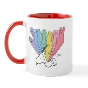 cafepress snoopy rainbow mugs ceramic coffee mug, tea cup 11 oz