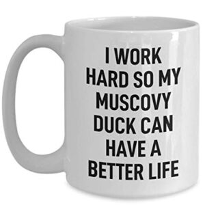 Muscovy Duck Coffee Mug I Work Hard for My Pet Gag Mug for Animal Lovers Tea Cup for Men and Women