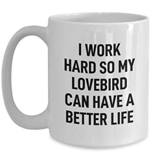 Lovebird Coffee Mug I Work Hard for My Pet Gag Mug for Animal Lovers Tea Cup for Men and Women