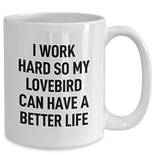 Lovebird Coffee Mug I Work Hard for My Pet Gag Mug for Animal Lovers Tea Cup for Men and Women