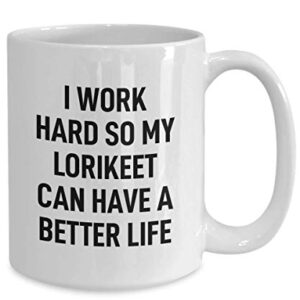 Lorikeet Coffee Mug I Work Hard for My Pet Gag Mug for Animal Lovers Tea Cup for Men and Women