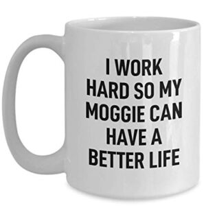 Moggie Coffee Mug I Work Hard for My Pet Gag Mug for Animal Lovers Tea Cup for Men and Women