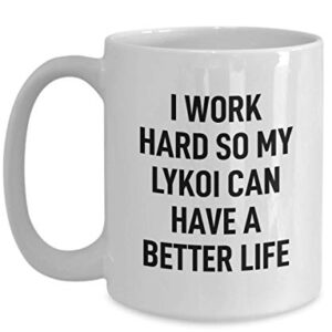 Lykoi Coffee Mug Tea Cup Funny Mug for Cat Owner I Work Hard for My Cat Mug for Men and Women