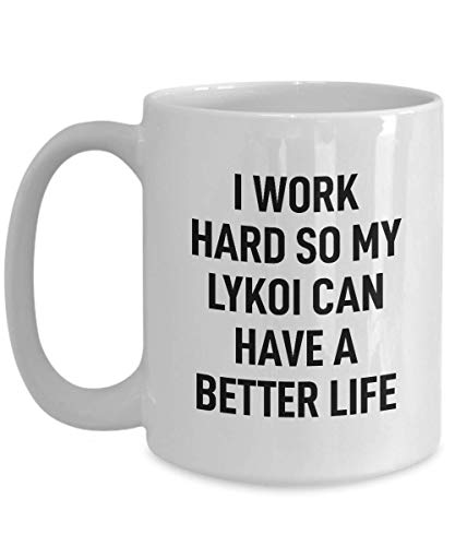 Lykoi Coffee Mug Tea Cup Funny Mug for Cat Owner I Work Hard for My Cat Mug for Men and Women