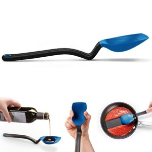 dreamfarm supoon | non-stick silicone sit up scraping & cooking spoon with measuring lines i classic blue