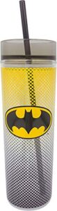 spoontiques – tall cup with straw – acrylic drinkware with coordinated lid and straw – batman, multicolor, 10.5″ h (22101)