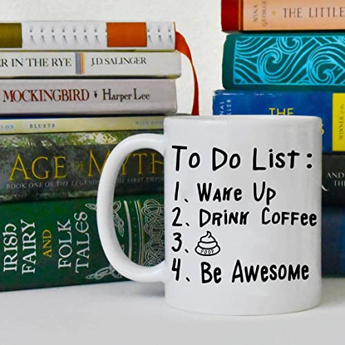 Generic Funny Coffee Mug with To Do List & Poop, white 11 Oz, Funny Mugs Gay Gifts, , Novelty, Suit for Home & Office