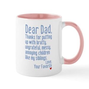 cafepress dear dad, thanks for (siblings version) mug mugs ceramic coffee mug, tea cup 11 oz