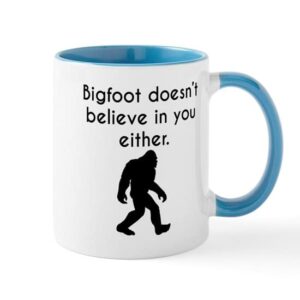 cafepress bigfoot doesn?t believe in you either mugs ceramic coffee mug, tea cup 11 oz