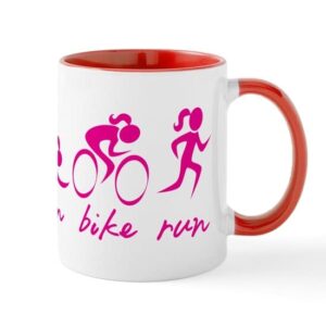 cafepress swim bike run (girl) mugs ceramic coffee mug, tea cup 11 oz