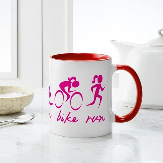 CafePress Swim Bike Run (Girl) Mugs Ceramic Coffee Mug, Tea Cup 11 oz