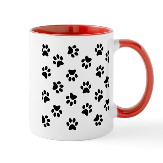 CafePress Black Pawprint Pattern Mugs Ceramic Coffee Mug, Tea Cup 11 oz