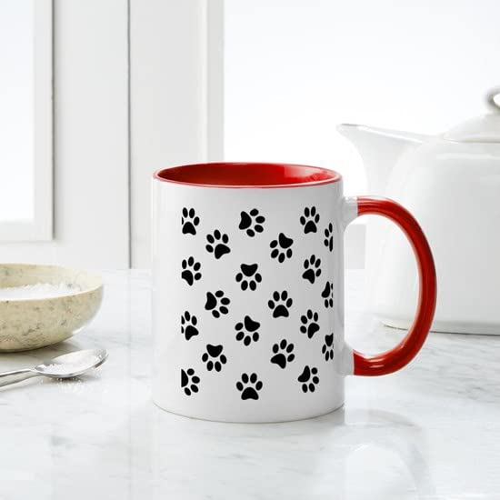 CafePress Black Pawprint Pattern Mugs Ceramic Coffee Mug, Tea Cup 11 oz