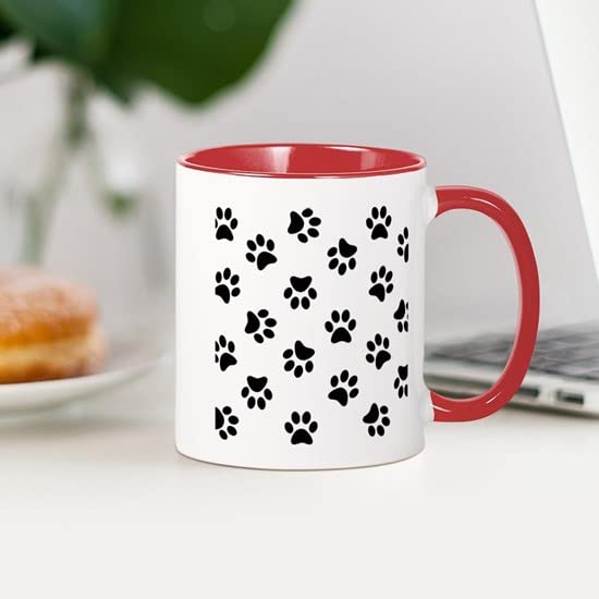 CafePress Black Pawprint Pattern Mugs Ceramic Coffee Mug, Tea Cup 11 oz