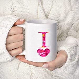 bestorlove valentine’s day love monogram letter i tea mug heart initials letter porcelain tea cup 11oz rose red pink yellow heart cup happy valentine’s day coffee cup gift for wife women lovers